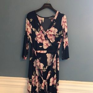 Long navy blue maternity dress